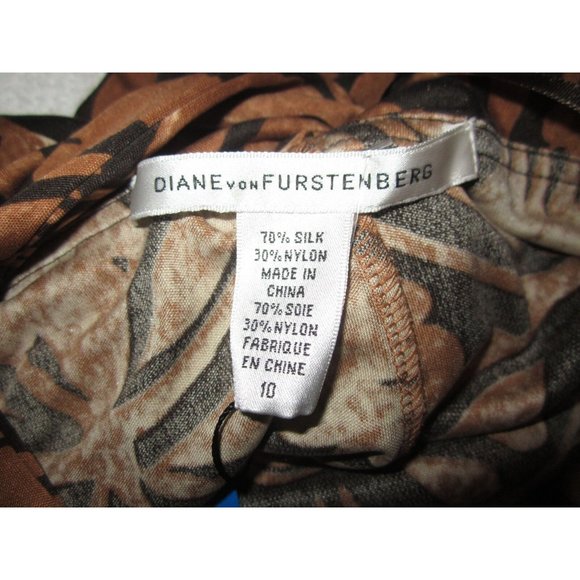 NWT Diane von Furstenberg M 10 Dress Sundress Sun Brown Print Silk Lali DVF - Picture 4 of 11